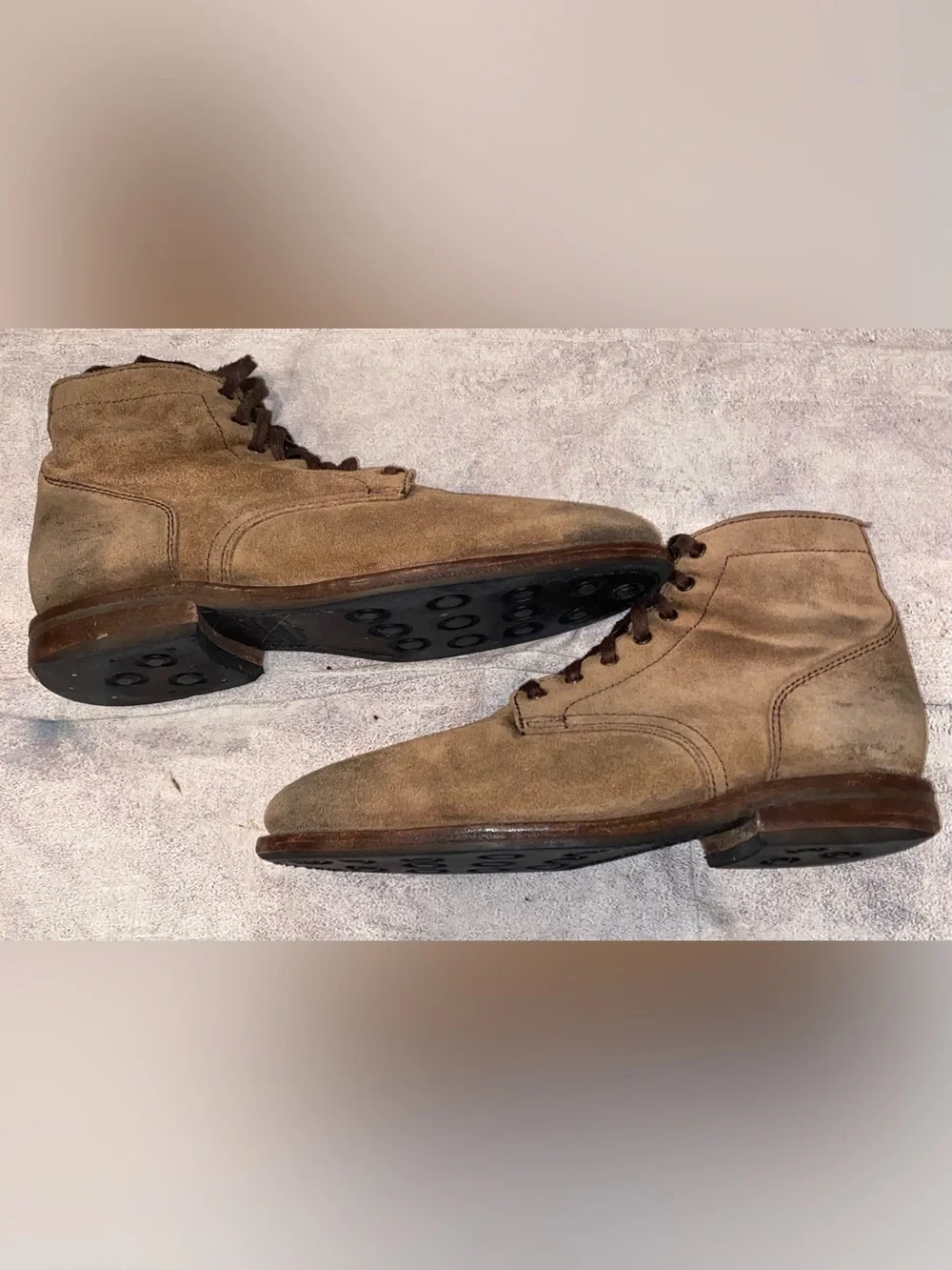 Thursday Boot President Mocha Suede Roughout Service Plain Toe 9.5 Mens Lug Sole